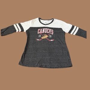 Vancouver Canucks Long Sleeve Shirt - Black and White - Women’s